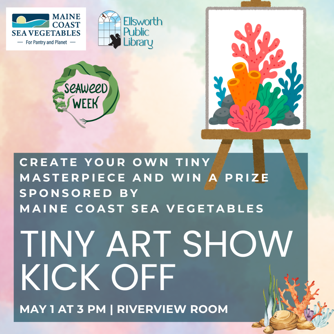 graphic of a fish and a canvas with flowers on an easel.
